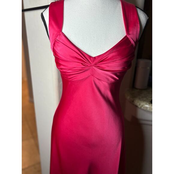 Calvin Klein Barbie Pink Satin Fit and Flare Gown Vintage 90's XS 00-2 - Picture 6 of 7
